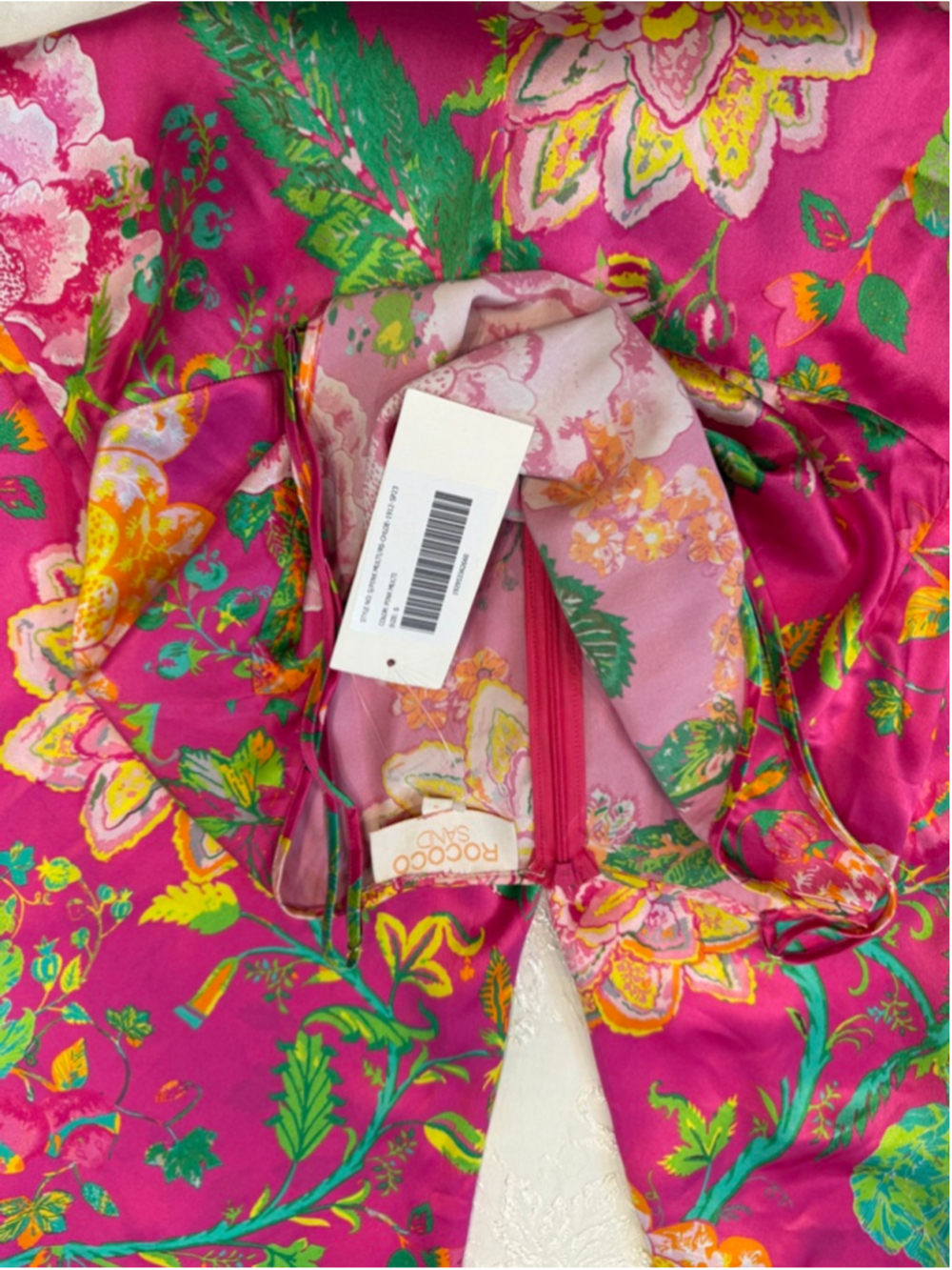Rococo Sand Chloe Floral Satin Wide Leg Jumpsuit Pink Multi Small NWT - Picture 4 of 5